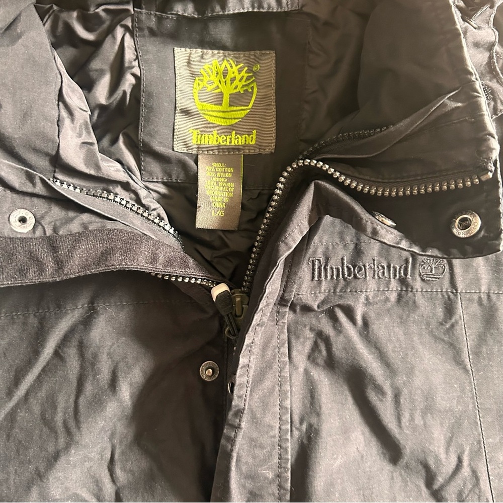 Timberland Vintage men’s black high quality mid season jacket Sz L - Picture 3 of 6